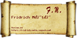 Fridrich Máté névjegykártya
